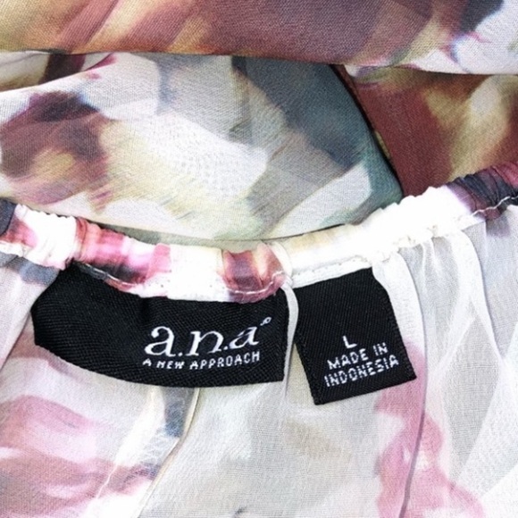 SOLD ANA multi colored beautiful floral‎ blouse balloon sleeves Peach 1 - Picture 5 of 6